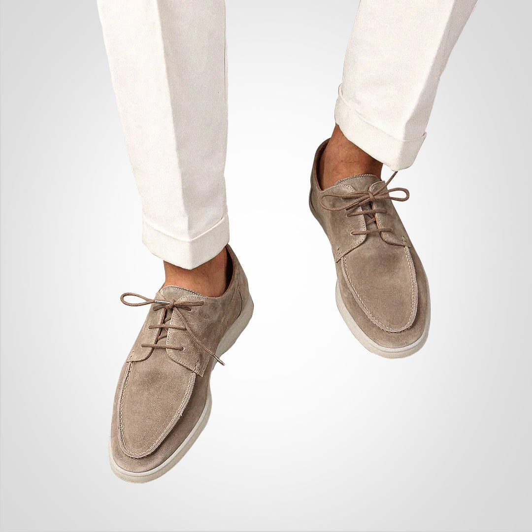 Men's Navy Suede Lace-Up Hybrid Boat Derby Loafers