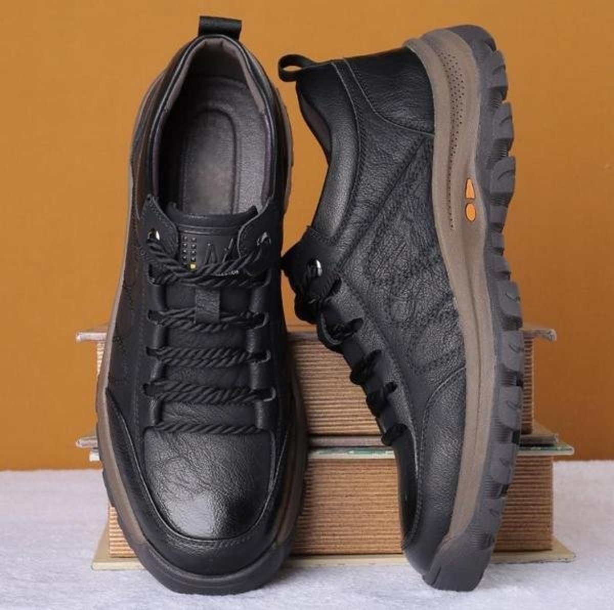 Men's Orthopedic Slip-Resistant Lace-Up Leather Walking Shoes