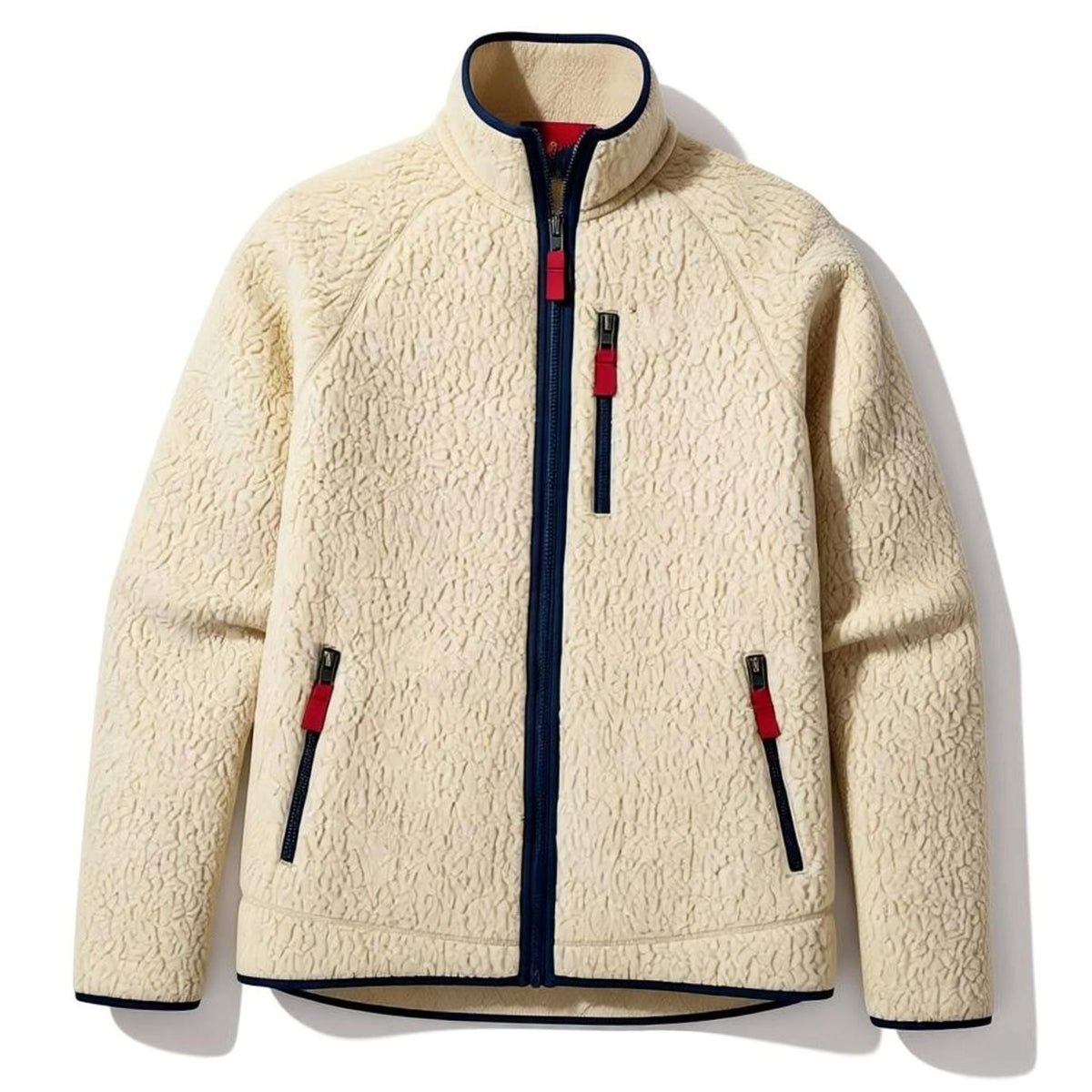 Men's Oversized Full-Zip Sherpa Fleece Jacket - Apricot