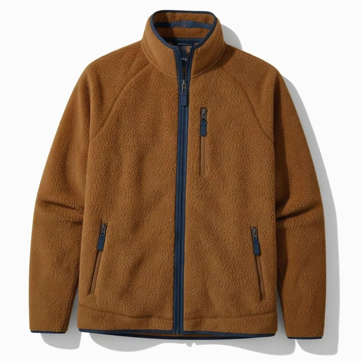 Men's Oversized Full-Zip Sherpa Fleece Jacket - Brown