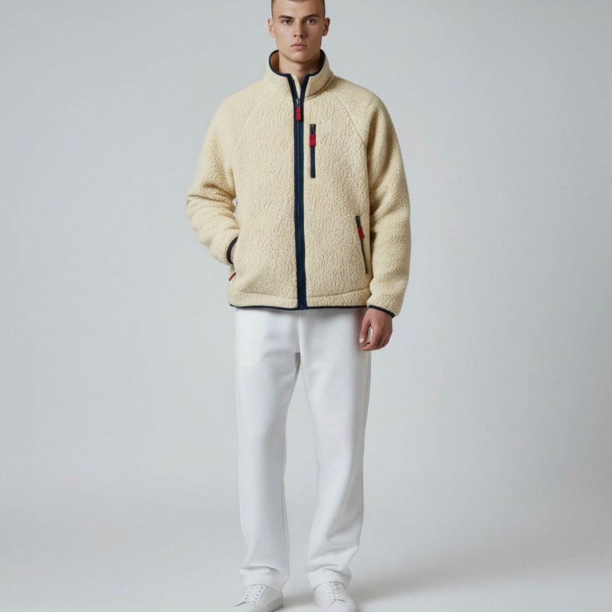 Men's Oversized Full-Zip Sherpa Fleece Jacket