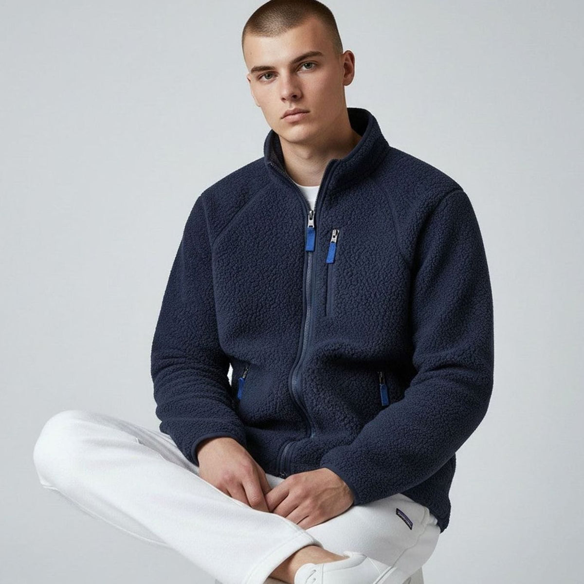 Men's Oversized Full-Zip Sherpa Fleece Jacket