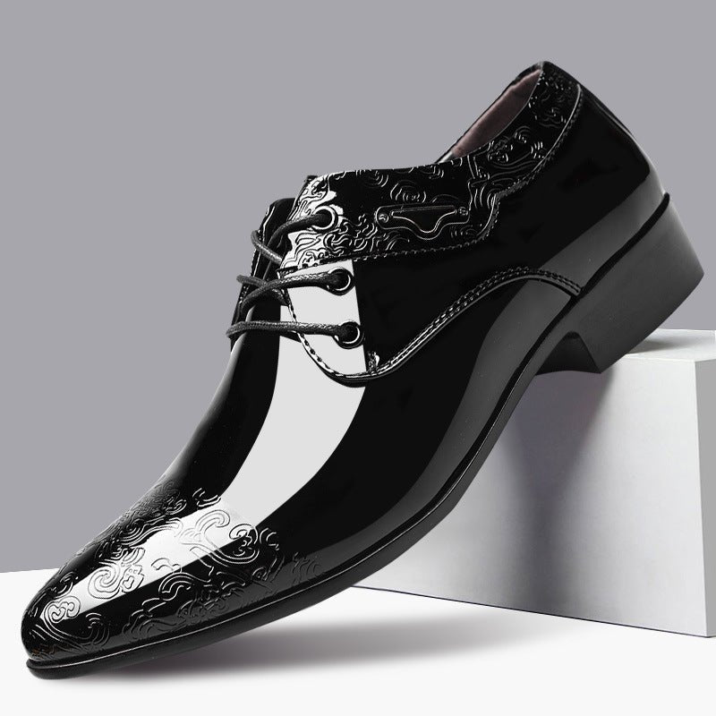 Men's Patent Embossed Lace-Up Formal Derby Shoes