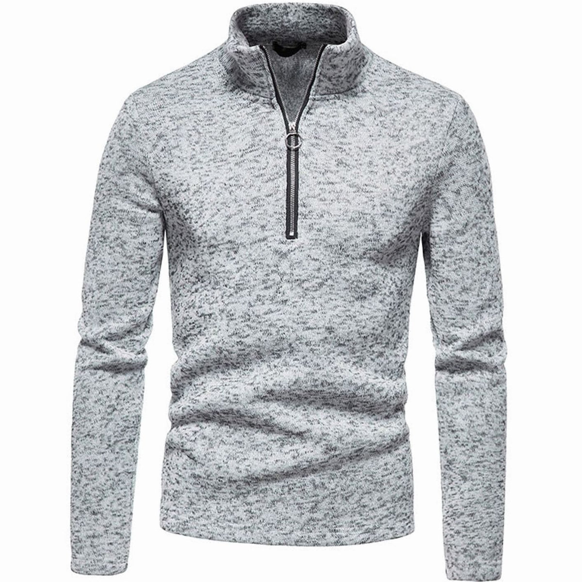 Men's Quarter-Zip Mock-Neck Fine Knit Pullover Sweater