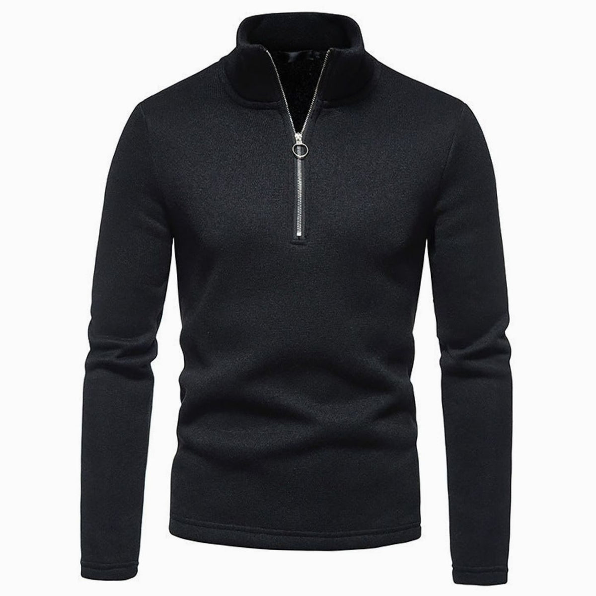 Men's Quarter-Zip Mock-Neck Fine Knit Pullover Sweater