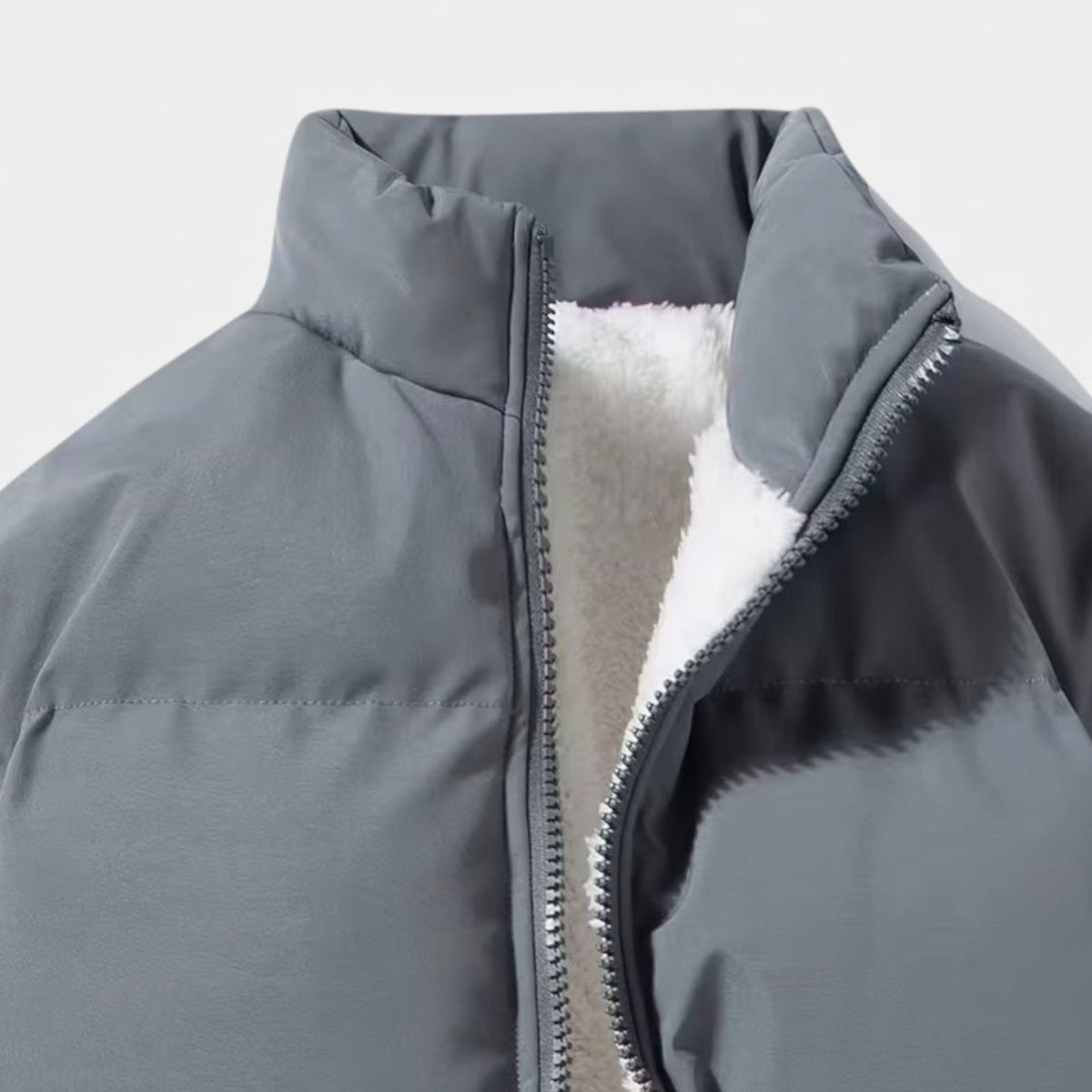 Men's Quilted Fleece-Lined Funnel-Neck Puffer Jacket