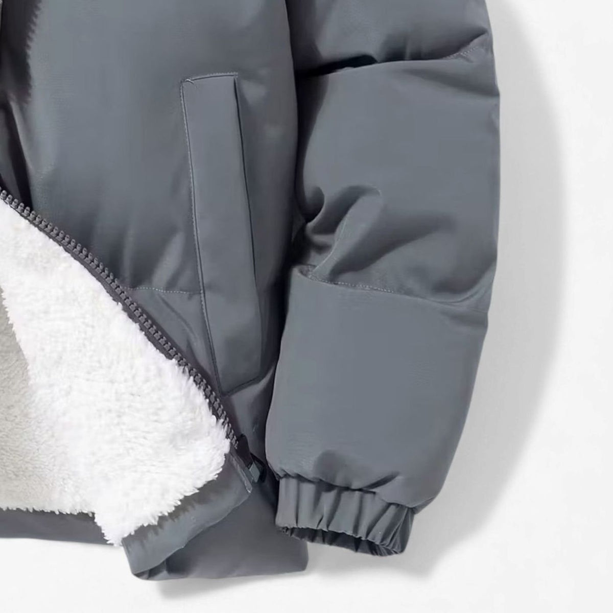 Men's Quilted Fleece-Lined Funnel-Neck Puffer Jacket