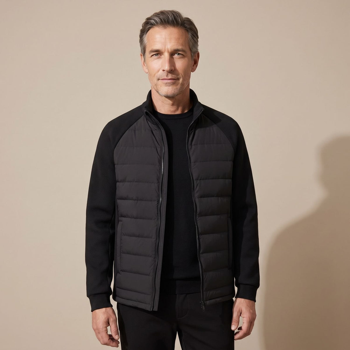Men's Quilted High-Neck Zip-Through Puffer Jacket