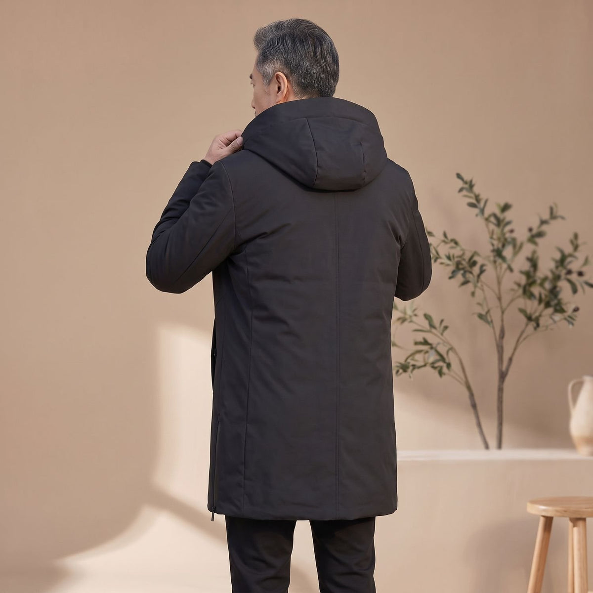 Men's Quilted-Lined Hooded Longline Insulated Coat