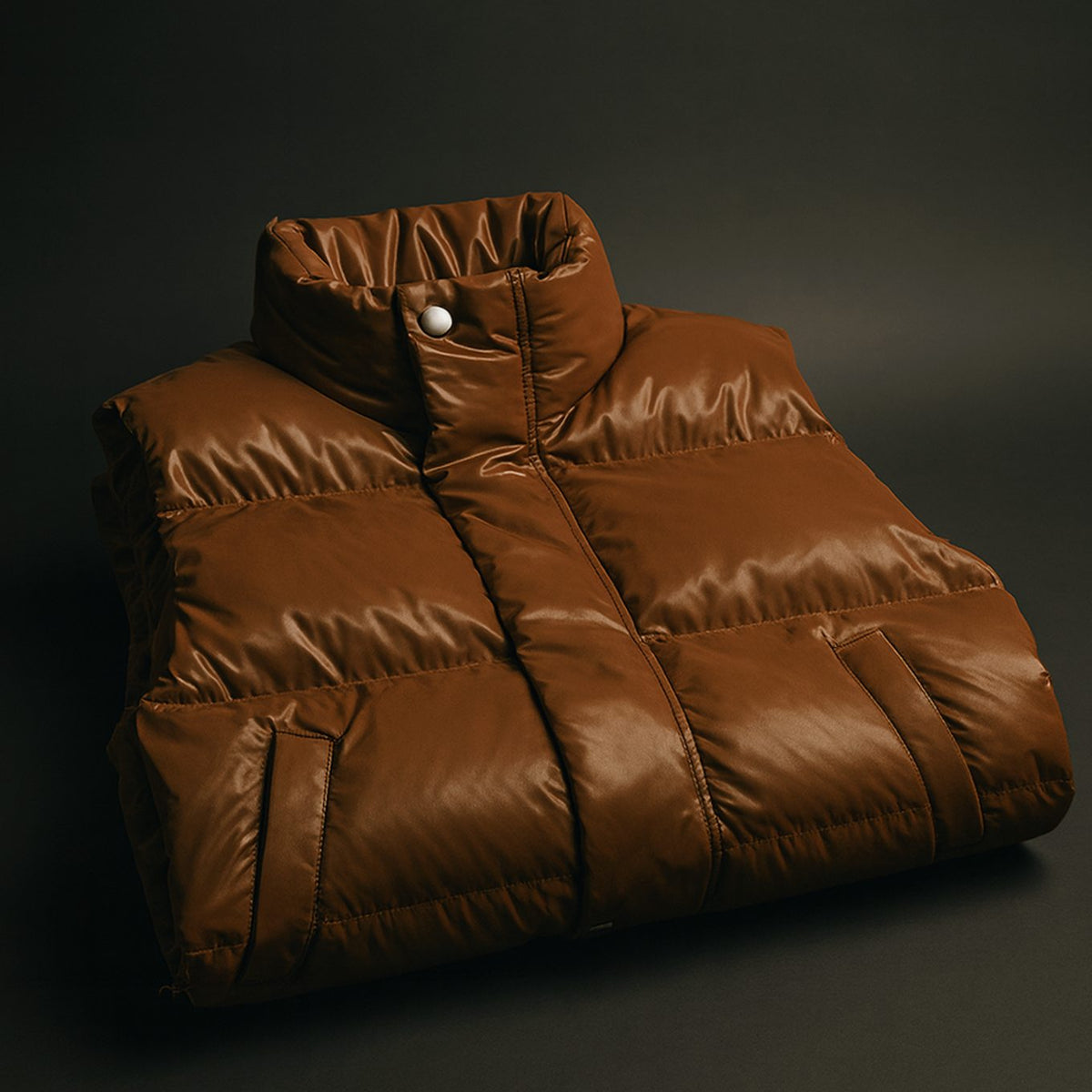 Men's Quilted Puffer Gilet High-Collar Cotton-Blend Vest