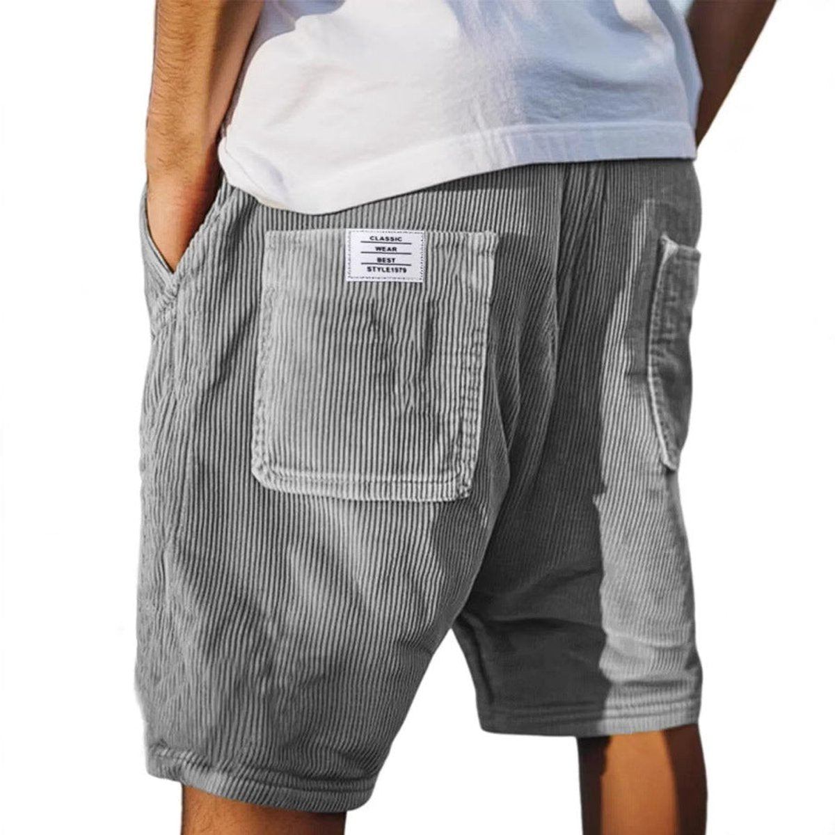 Men's Relaxed-Fit Corduroy Cargo Shorts - Grey