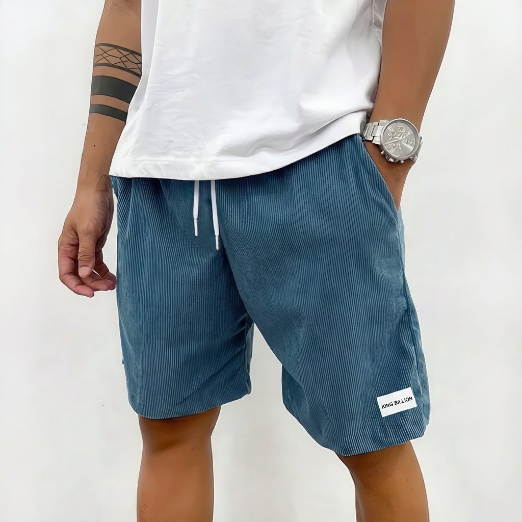 Men's Relaxed-Fit Corduroy Drawstring Casual Shorts - Azul