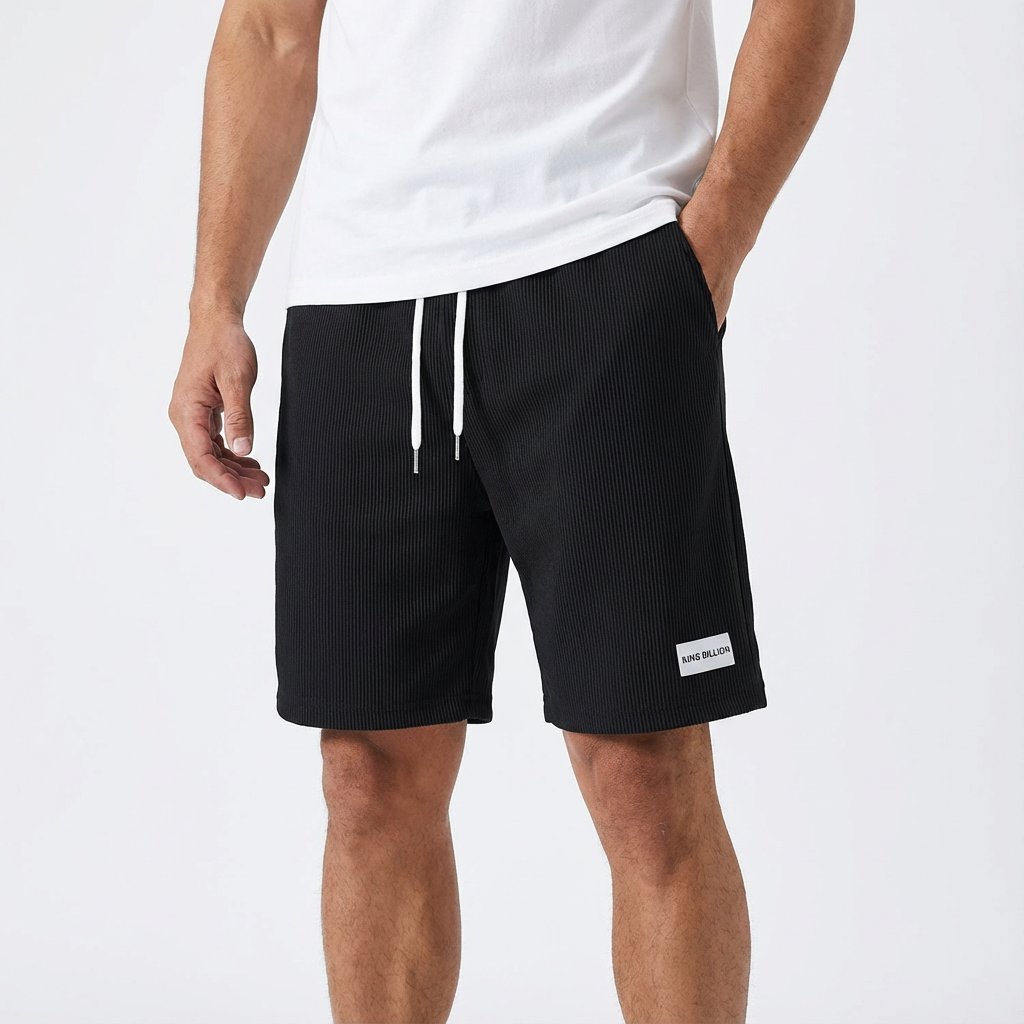 Men's Relaxed-Fit Corduroy Drawstring Casual Shorts - Negro