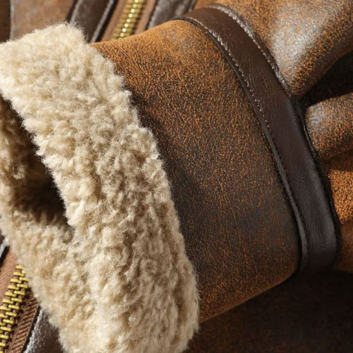 Men's Shearling-Lined Suede Aviator Jacket