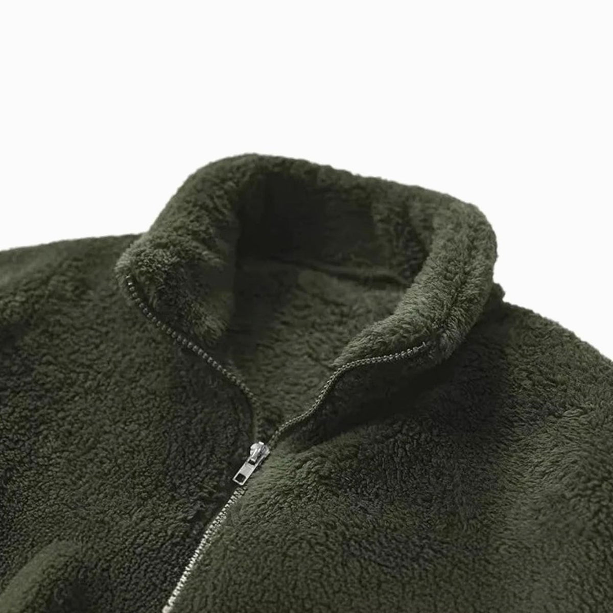 Men's Sherpa Fleece Full-Zip Stand-Collar Plush Jacket