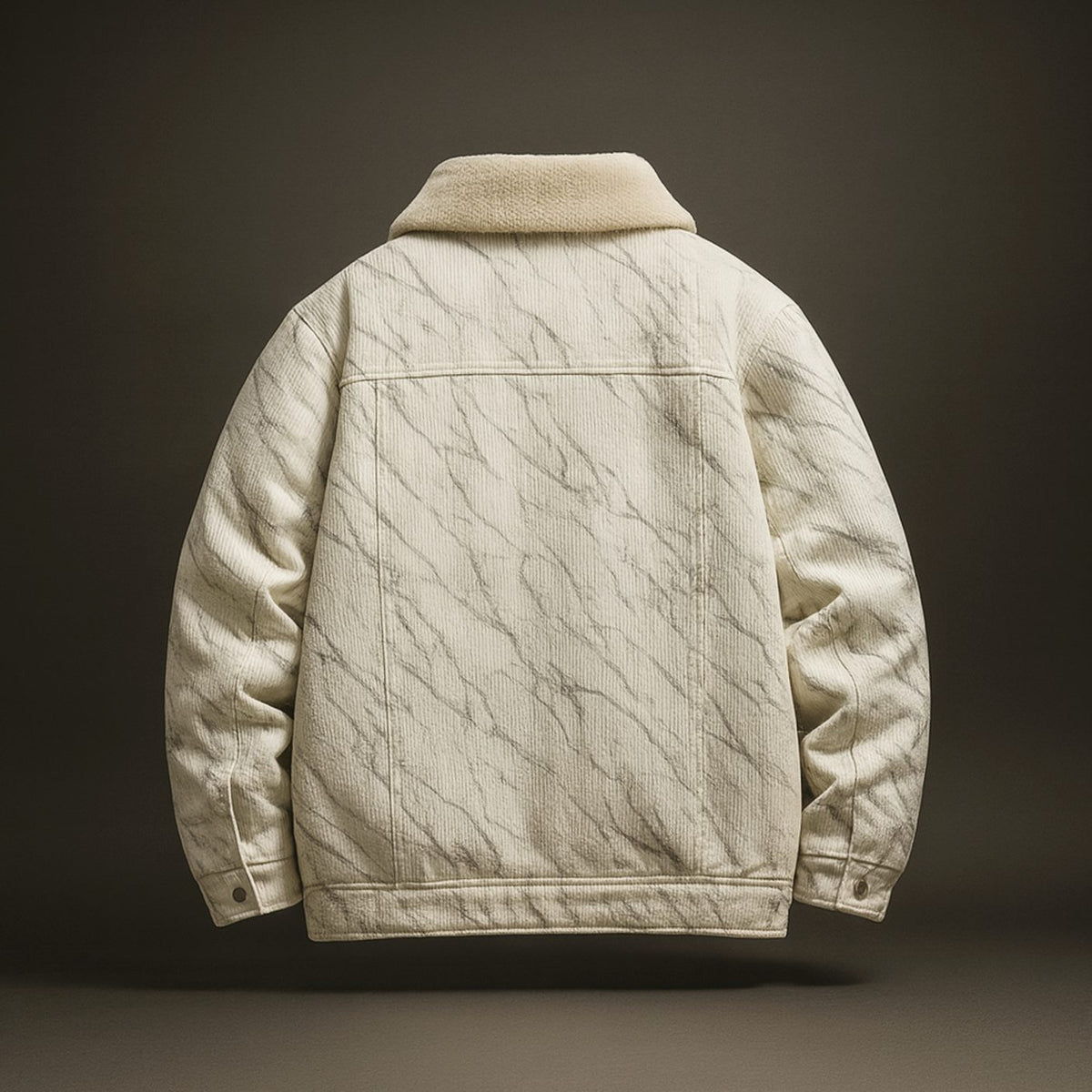 Men's Sherpa-Lined Marbled Corduroy Trucker Jacket