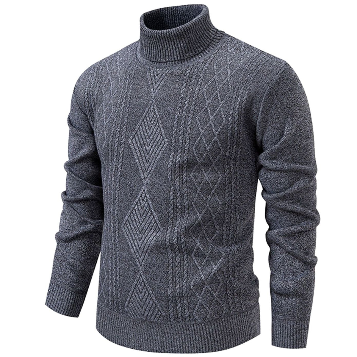 Men's Slim-Fit Cable-Knit Turtleneck Jumper
