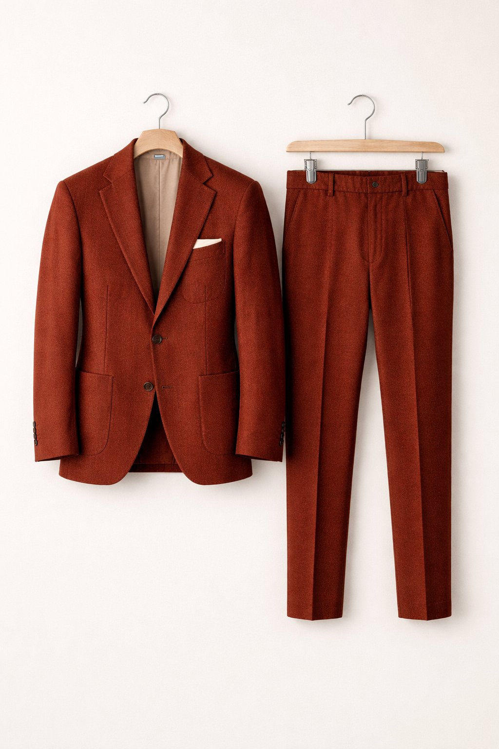 Men's Slim-Fit Two-Piece Nylon Blend Formal Suit - Burgundy
