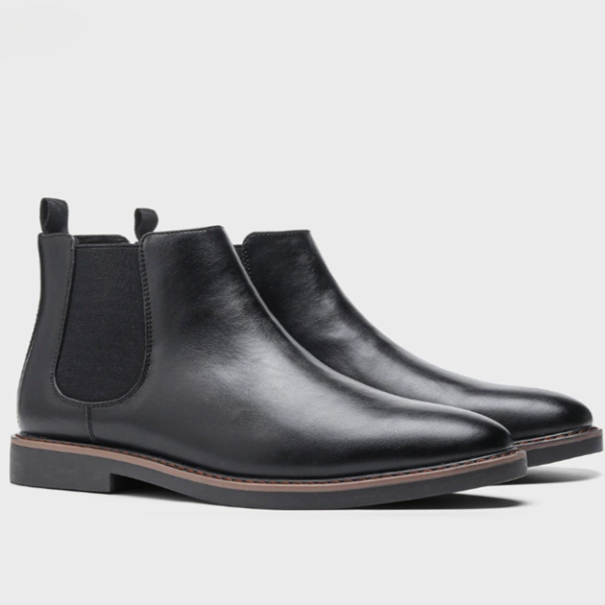 Men's Slip-On Leather Chelsea Boots - Black