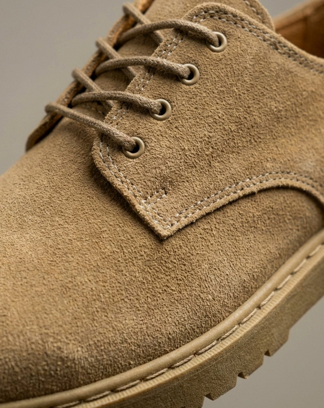 Men's Suede Lace-Up Derby Shoes Chunky Lug Sole