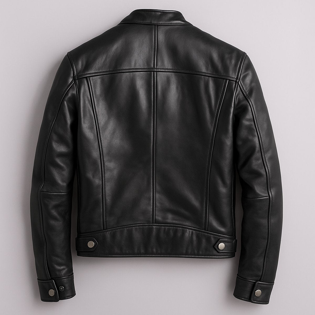 Mens Vintage Leather Biker Jacket Four-Pocket Zip-Up