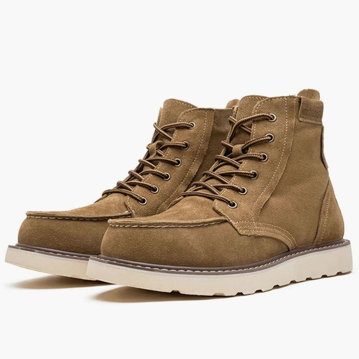 Men's Waterproof Leather Moc Toe Lace-Up Boots - Brown