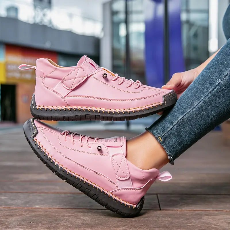 Men's Wide-Fit Orthopedic Arch-Support Leather Trainers - Pink