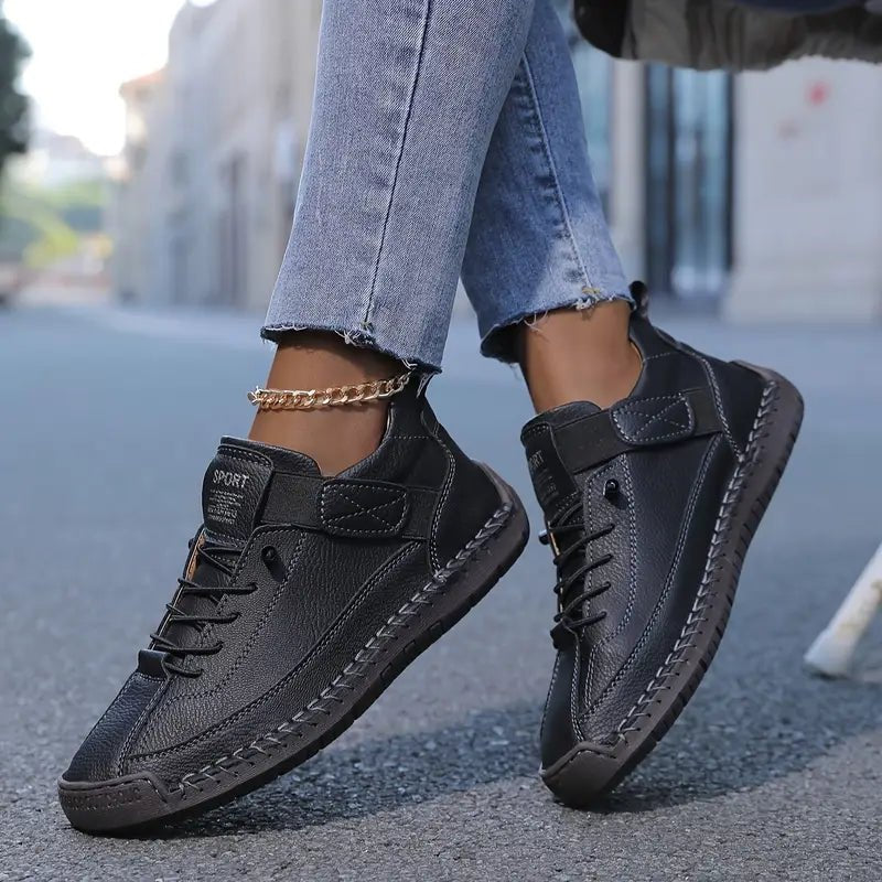 Men's Wide-Fit Orthopedic Arch-Support Leather Trainers - Black (Almost sold out!)
