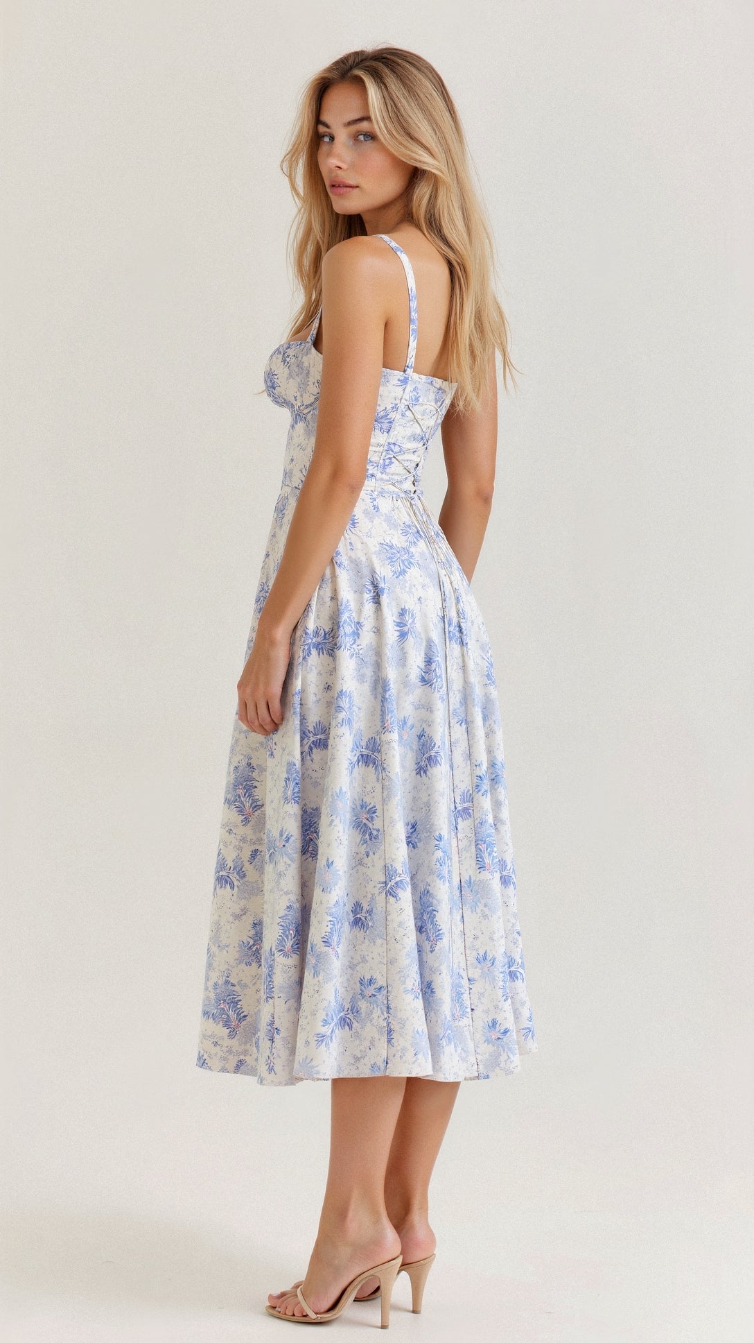 Women’s Elegant Corset Midi Dress - Classic A-Line Silhouette