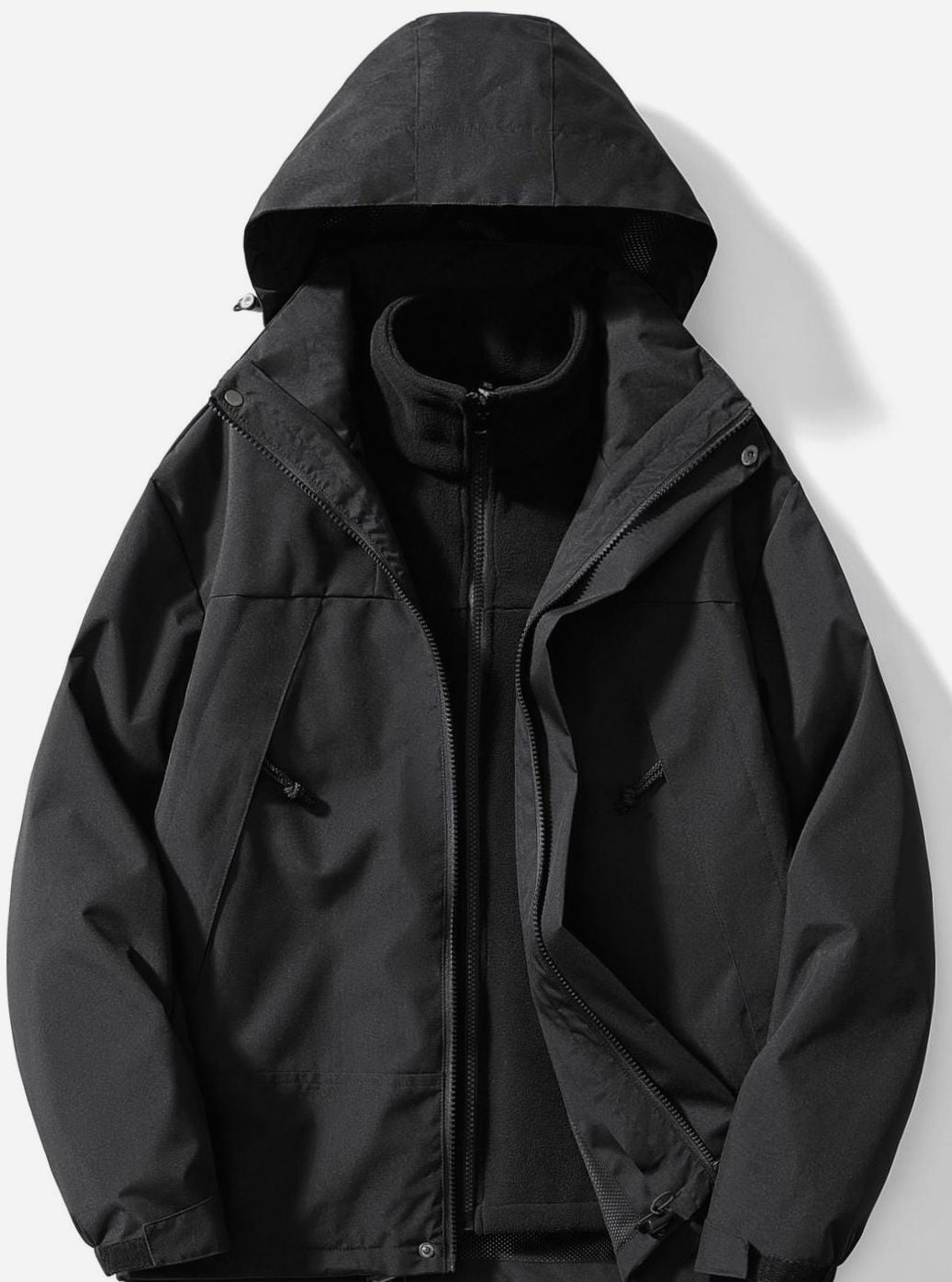 Women's 3-in-1 Waterproof Hooded Fleece Winter Jacket - Black