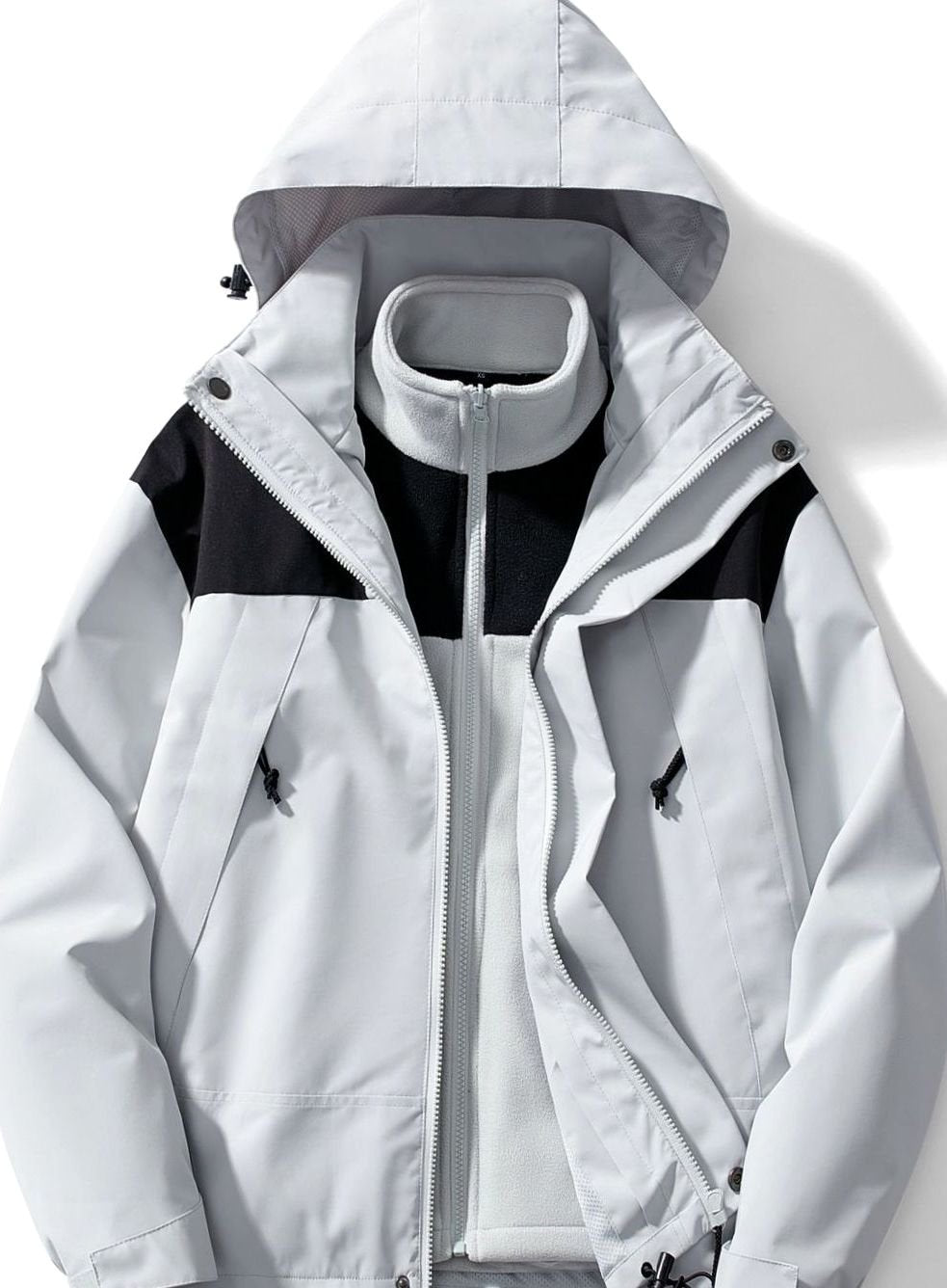 Women's 3-in-1 Waterproof Hooded Fleece Winter Jacket - Grey