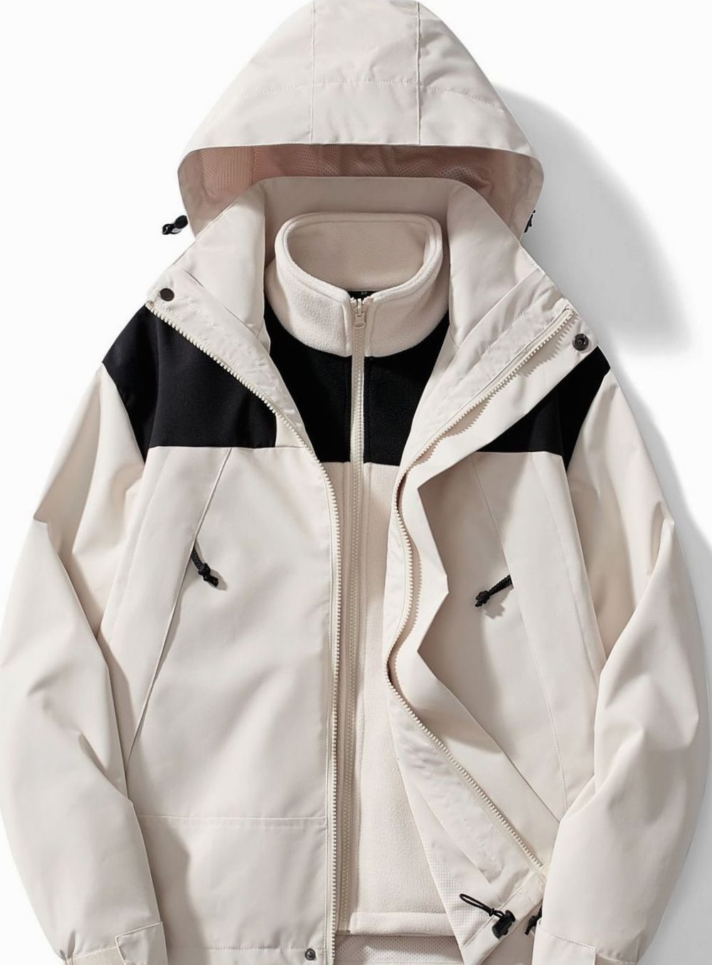 Women's 3-in-1 Waterproof Hooded Fleece Winter Jacket - White