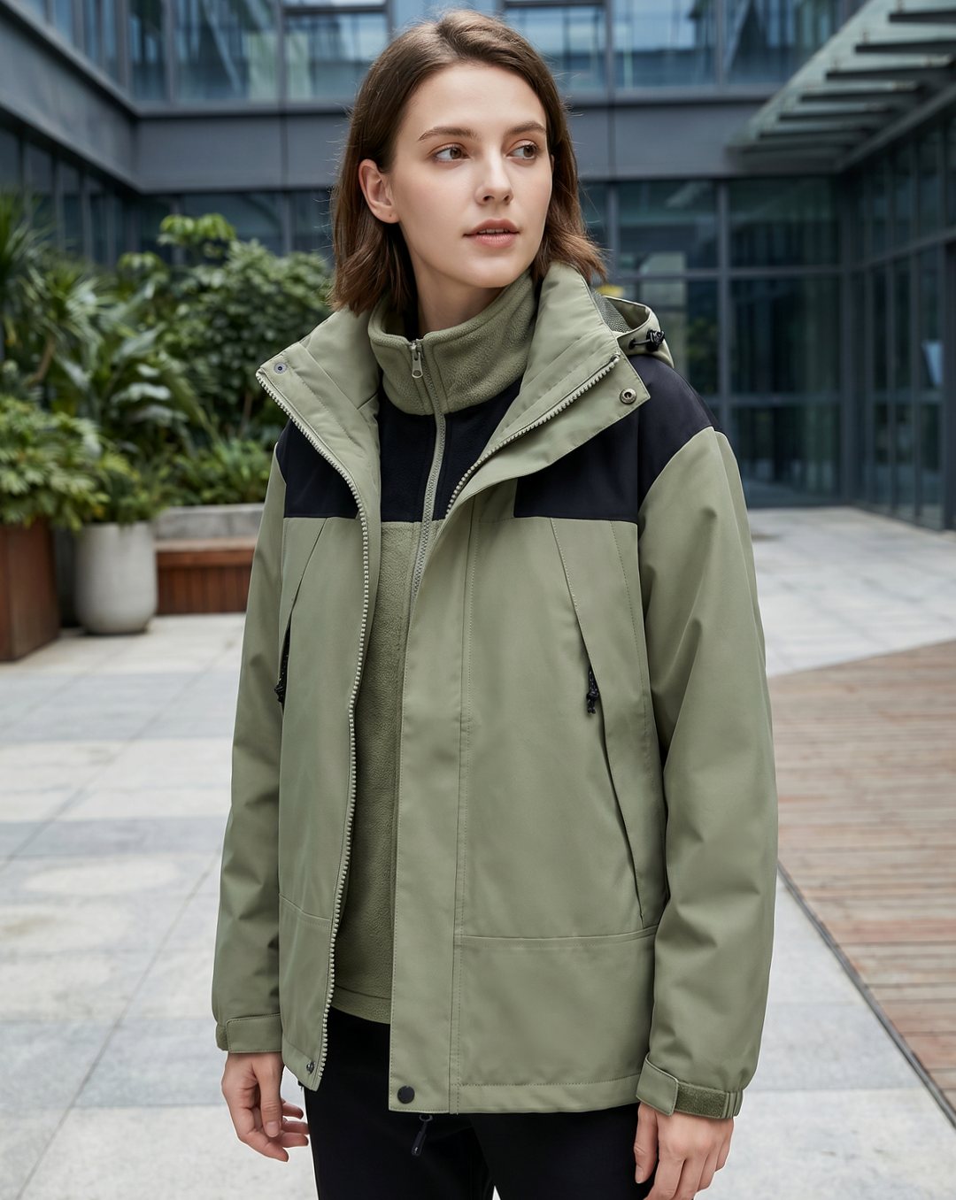 Women's 3-in-1 Waterproof Hooded Fleece Winter Jacket
