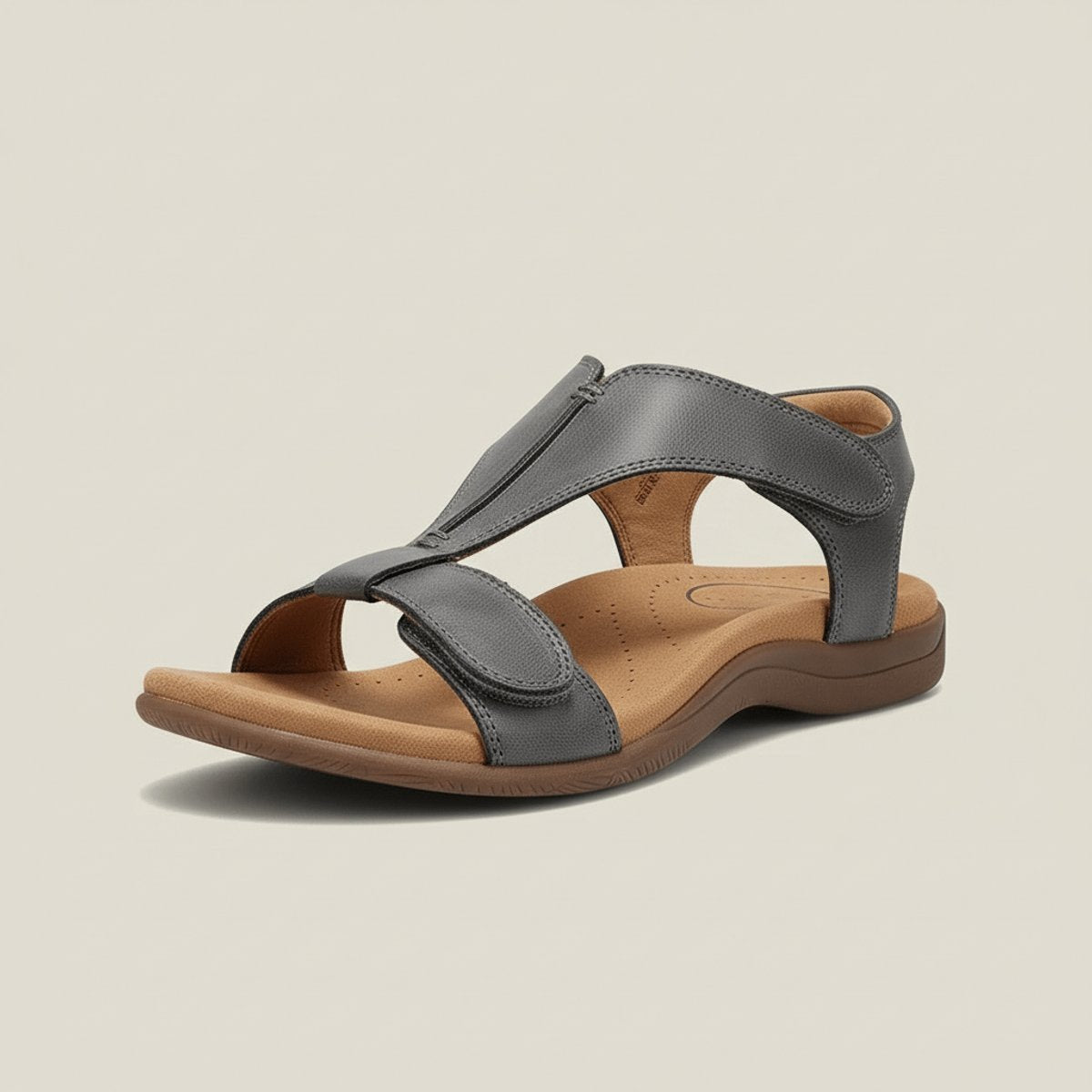 Women's Adjustable Velcro T-Strap Open-Toe Comfortable Sandals - Antracietgrijs