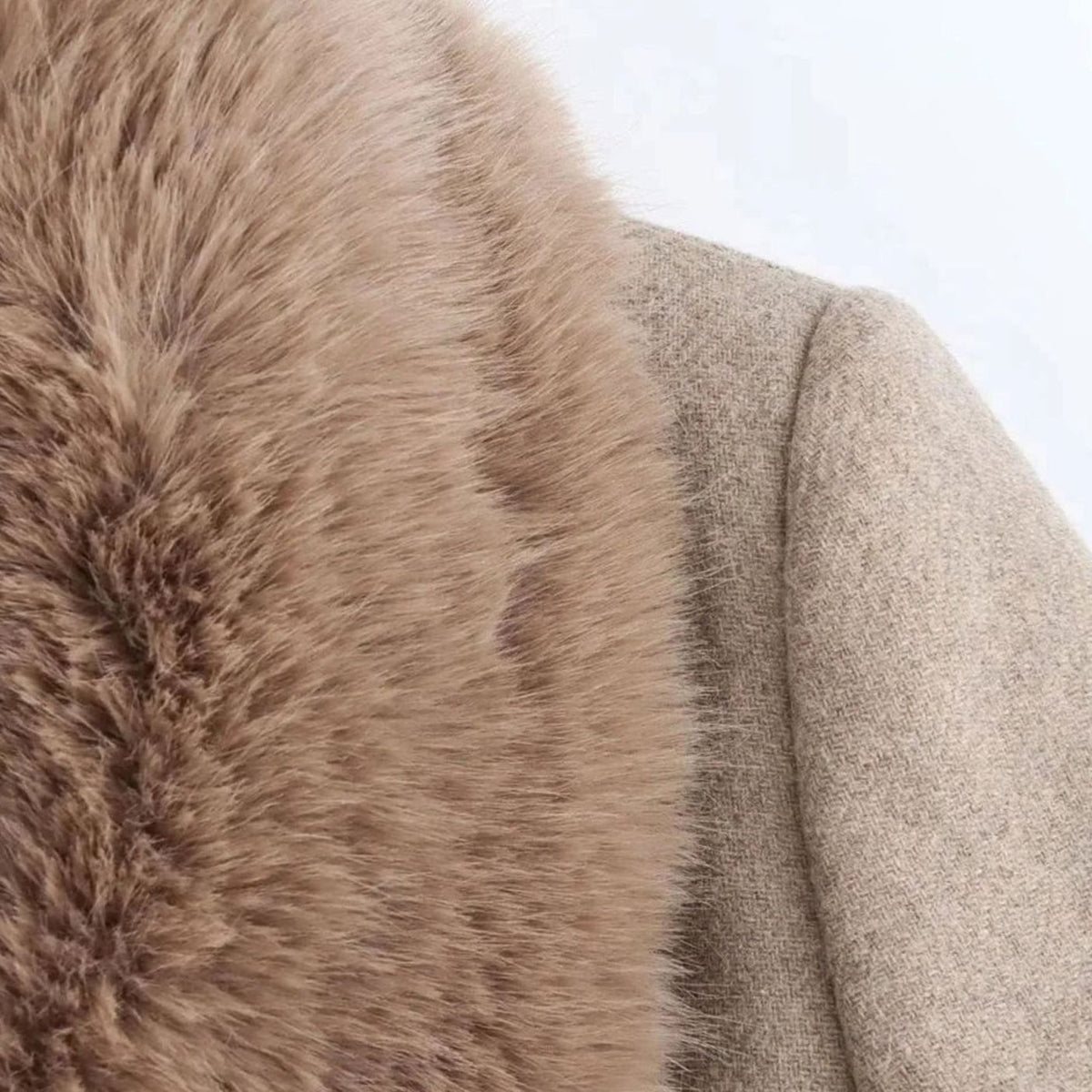 Women's Belted Faux Fur Collar Long Winter Coat