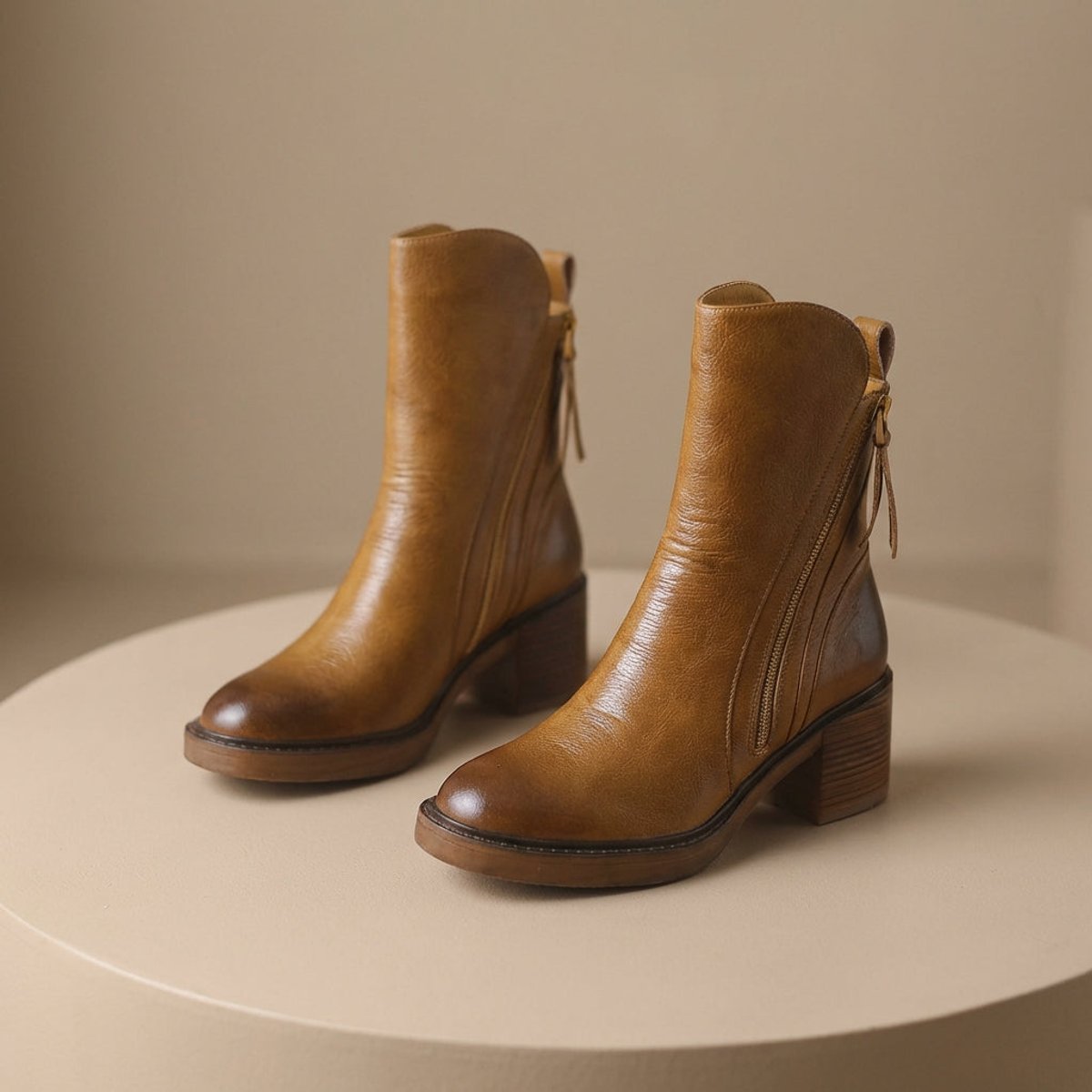 Women's Black Leather Side-Zip Ankle Boots