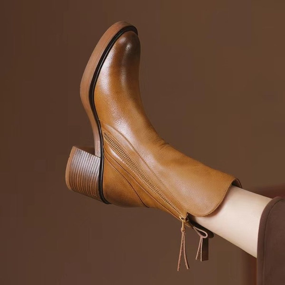 Women's Black Leather Side-Zip Ankle Boots