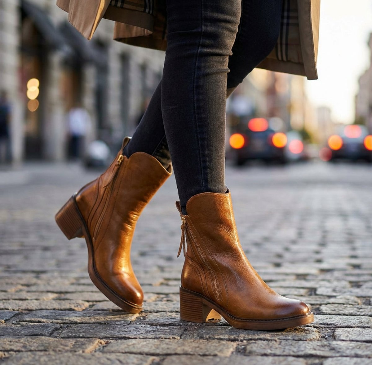 Women's Black Leather Side-Zip Ankle Boots