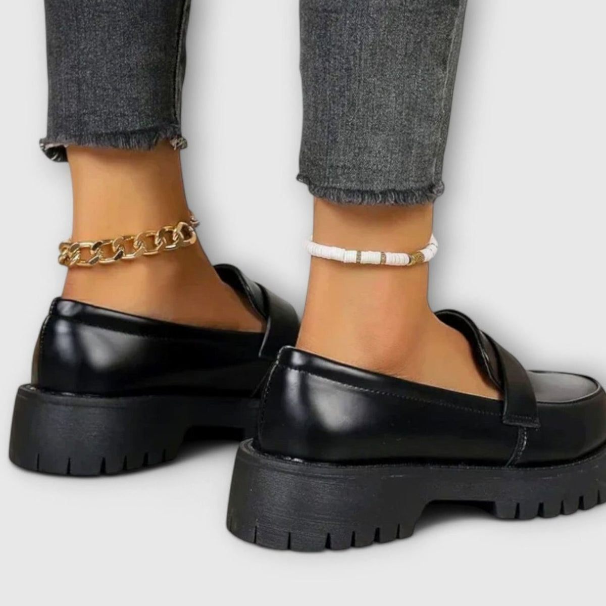 Women's Black Platform Penny Slip-On Loafers Orthopaedic