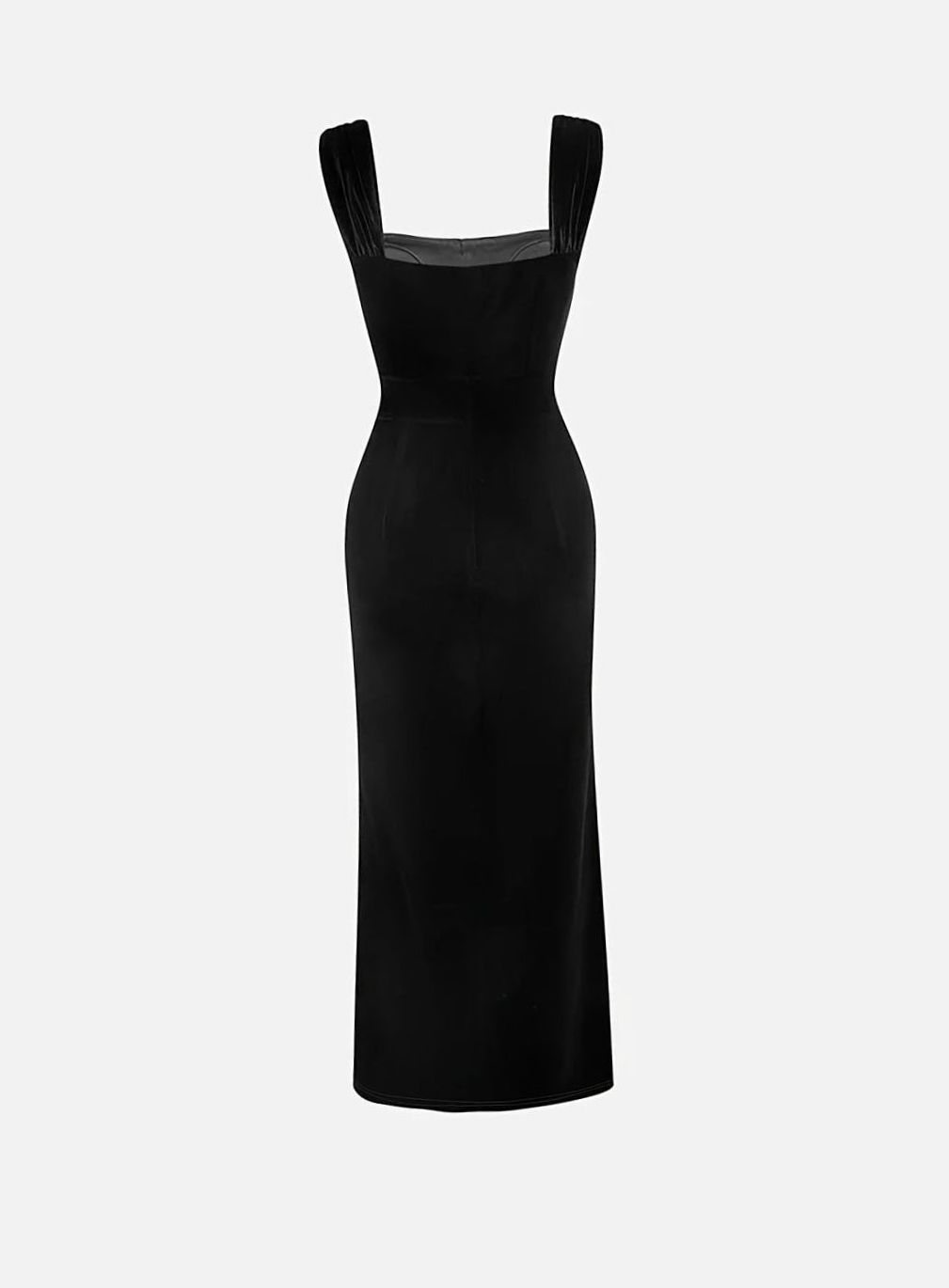 Women's Black Velvet Lace Bow-Waist Mermaid Maxi Dress