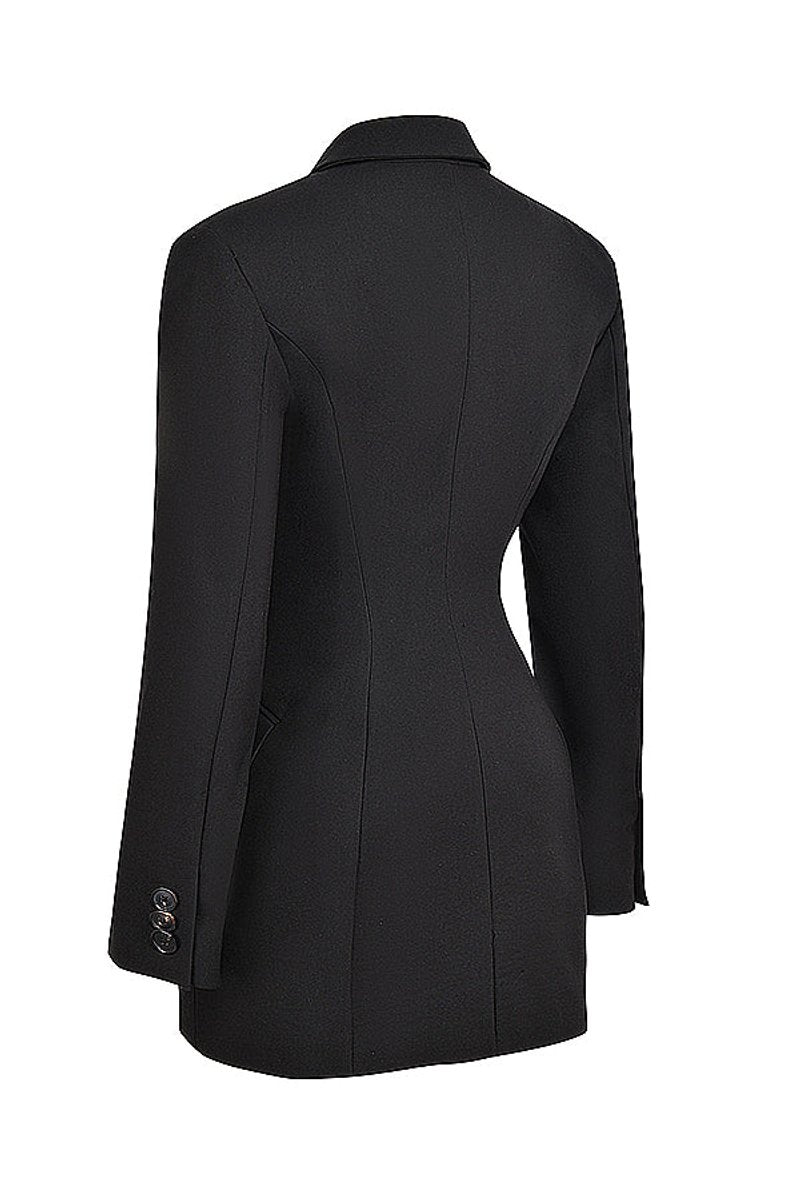 Women's Blazer Mini Dress Tailored Structured Shoulder