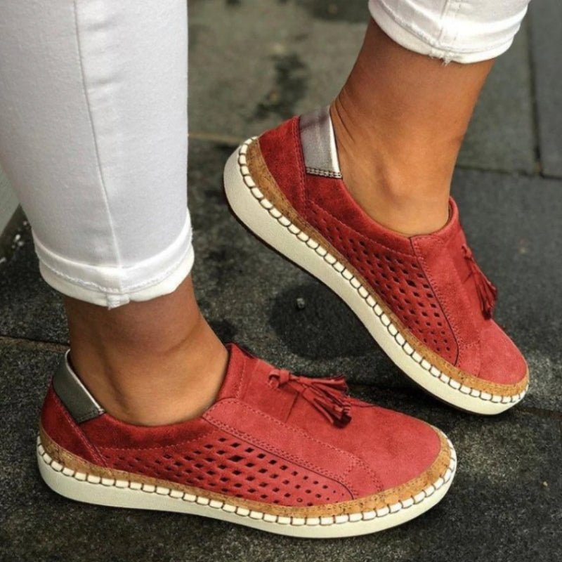 Women's Breathable Arch-Support Slip-On Loafers - Red