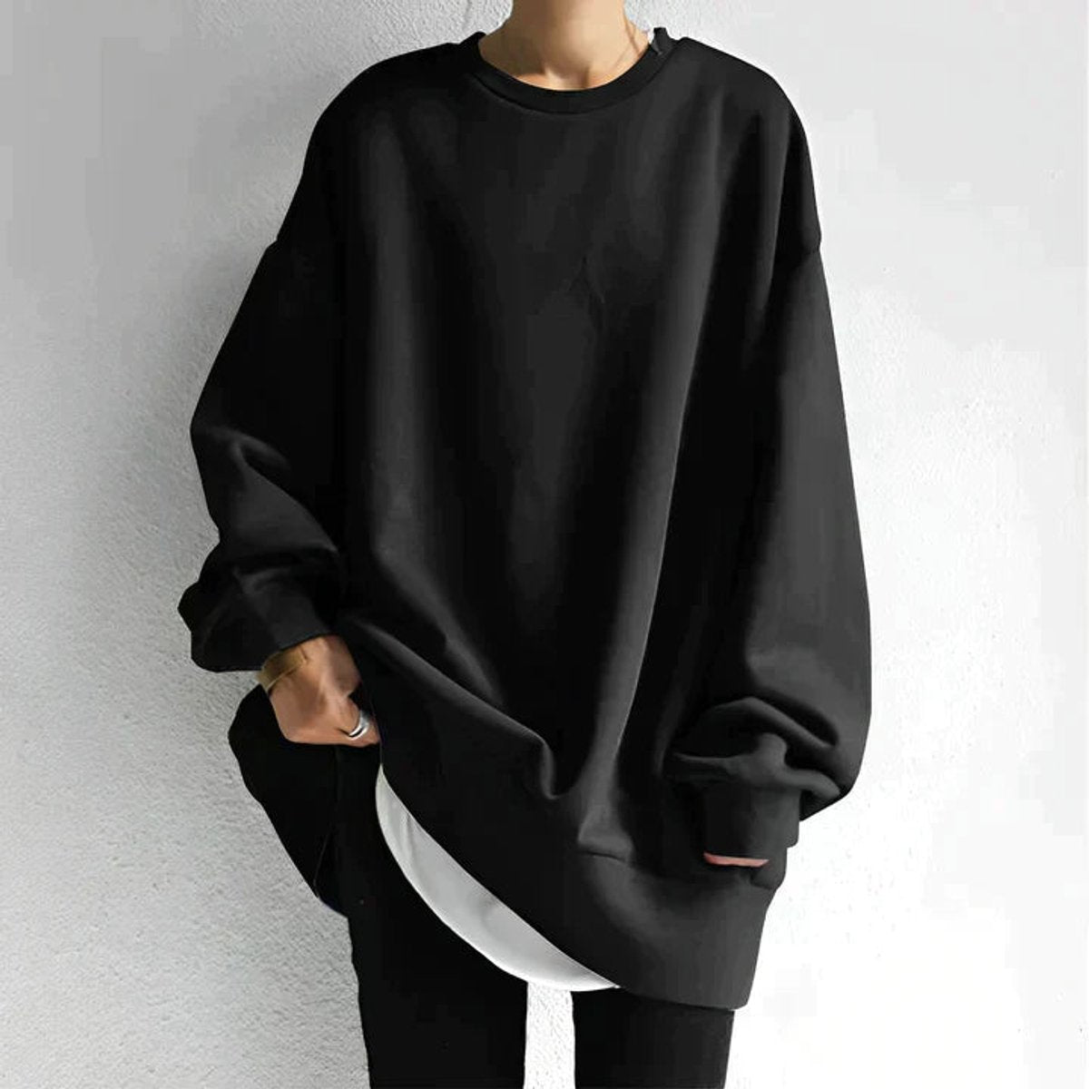 Womens Cardigan Oversized Drop Shoulder Tunic Jumper - Black