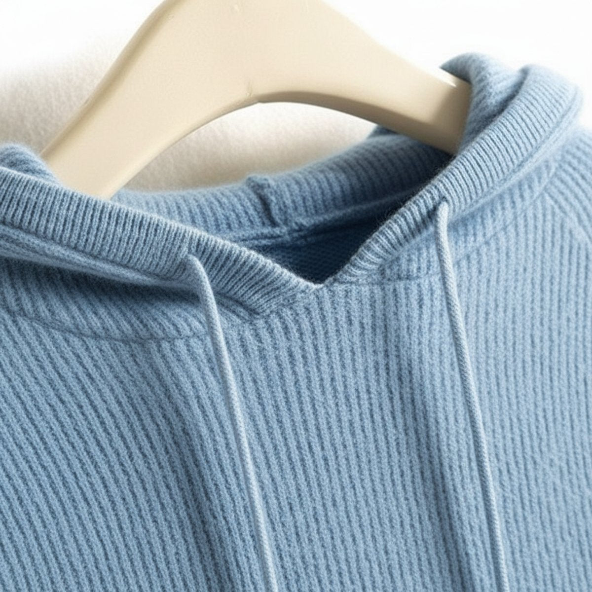 Women's Cashmere-Mink Soft-Touch Hooded Knit Jumper - Blue