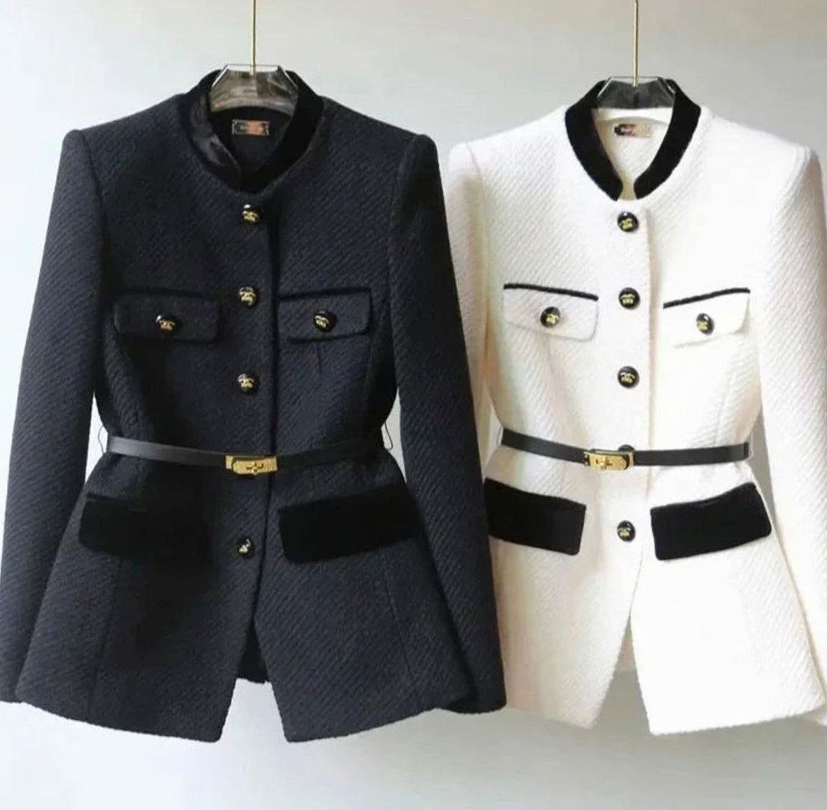 Women's Chic Belted Button-Detail Tailored Coat
