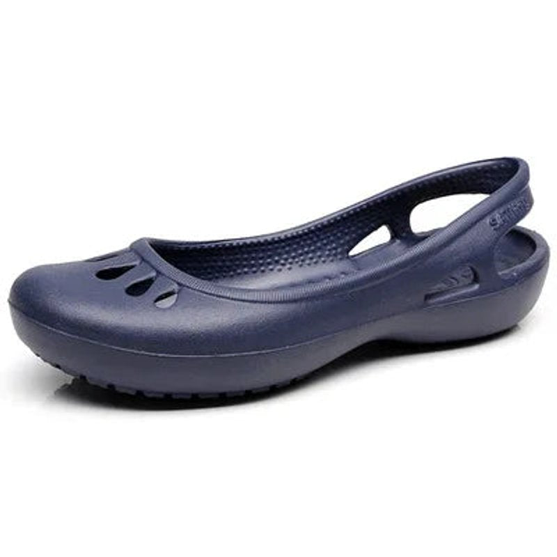 Women's Comfortable Sandals Lightweight Jelly Slingback Flats Cut-Out - Dark Blue