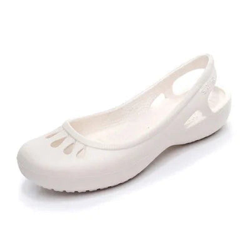Women's Comfortable Sandals Lightweight Jelly Slingback Flats Cut-Out - White