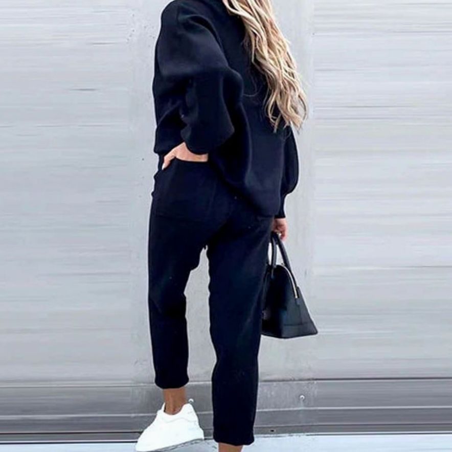 Women's Cosy Two-Piece Relaxed-Fit Drawstring Tracksuit Outfit