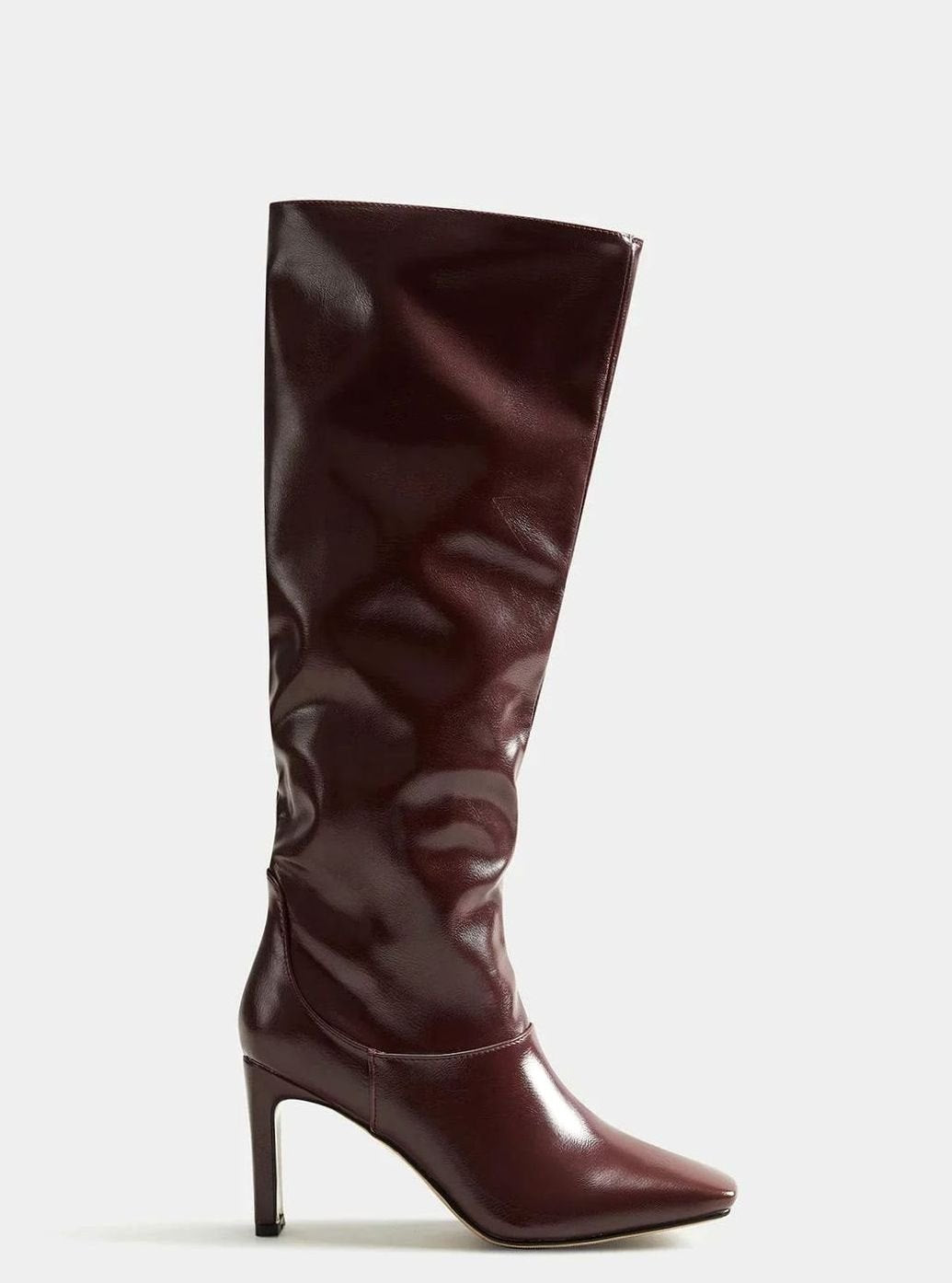 Women's Dark Brown Knee High Boots Square Toe Heeled