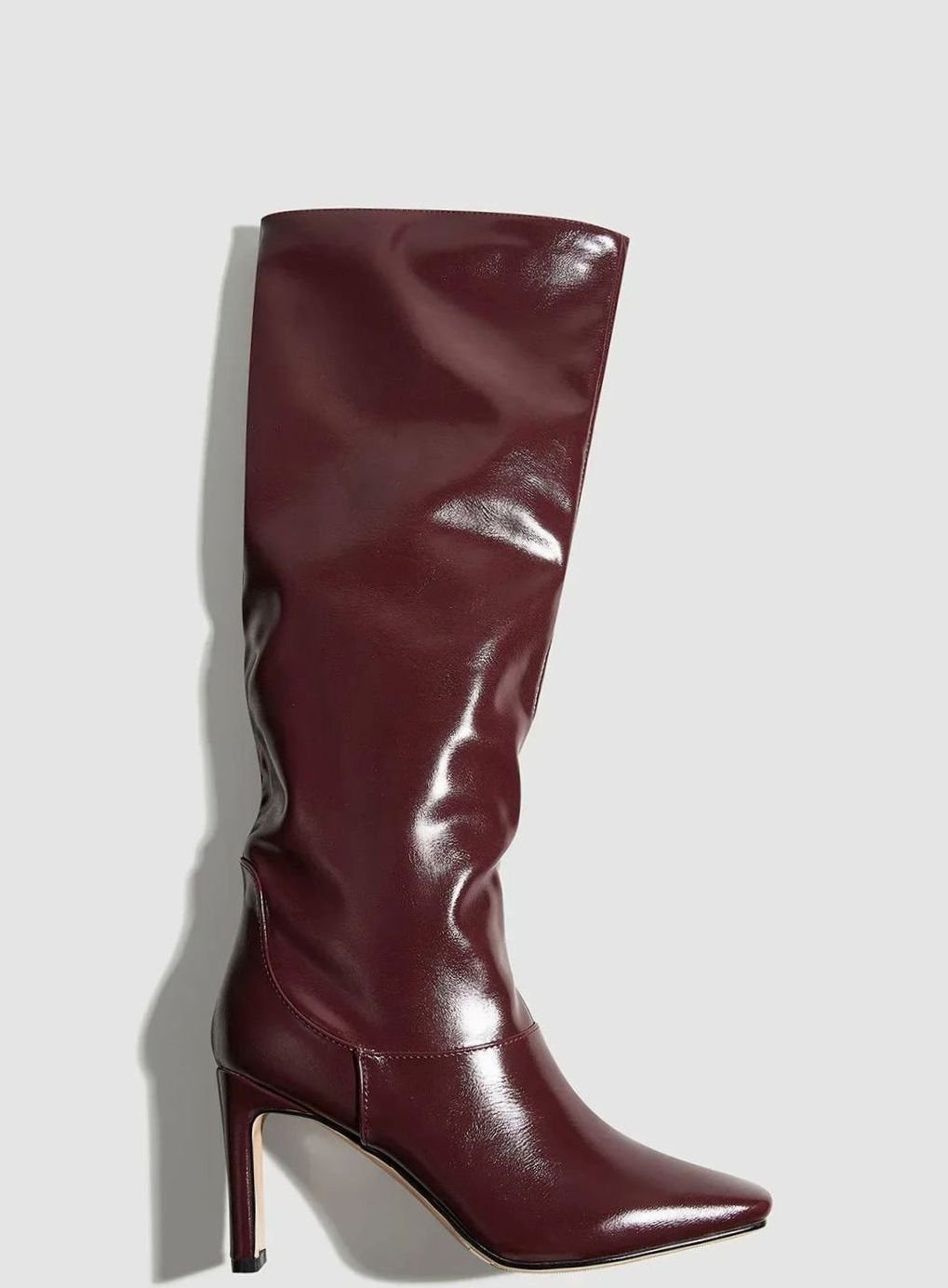 Women's Dark Brown Knee High Boots Square Toe Heeled